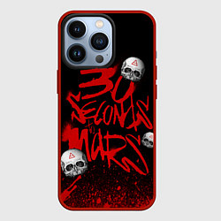 Чехол для iPhone 13 Pro Thirty seconds to mars skulls, цвет: 3D-красный