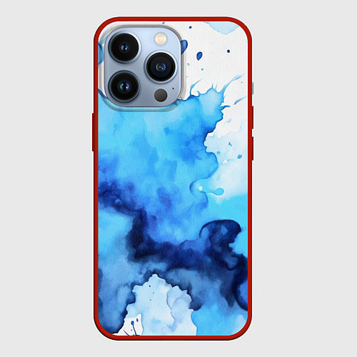 Чехол iPhone 13 Pro Синяя акварельная абстракция / 3D-Красный – фото 1
