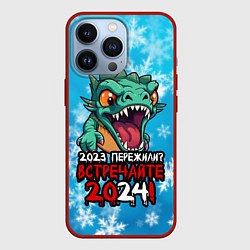Чехол для iPhone 13 Pro 2023 пережили встречайте 2024, цвет: 3D-красный