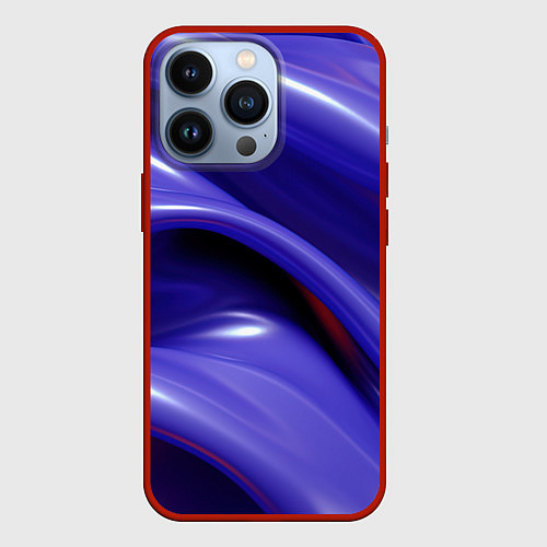 Чехол iPhone 13 Pro Фиолетовые абстрактные волны / 3D-Красный – фото 1