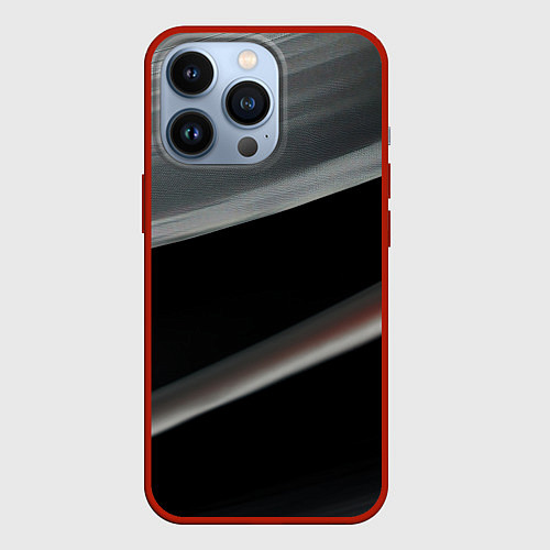 Чехол iPhone 13 Pro Black grey abstract / 3D-Красный – фото 1