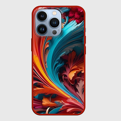 Чехол iPhone 13 Pro Красивый яркий узорчик / 3D-Красный – фото 1