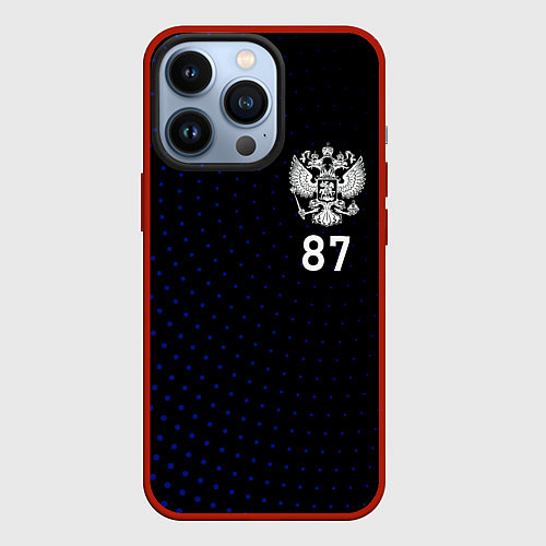Чехол iPhone 13 Pro Республика Коми - синие крапинки / 3D-Красный – фото 1