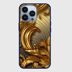 Чехол для iPhone 13 Pro Золотая текстура и абстракции, цвет: 3D-тёмно-синий