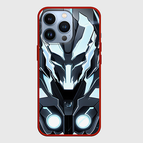 Чехол iPhone 13 Pro Белая кибер броня / 3D-Красный – фото 1