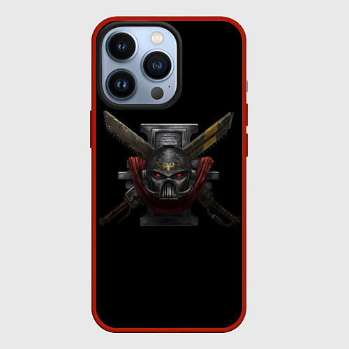 Чехол iPhone 13 Pro Вархаммер - шлем астартес / 3D-Красный – фото 1