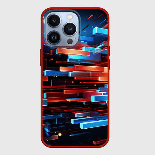 Чехол iPhone 13 Pro Прямоугольная абстракция / 3D-Красный – фото 1