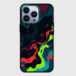 Чехол для iPhone 13 Pro Яркий кислотный абстрактный камуфляж, цвет: 3D-черный