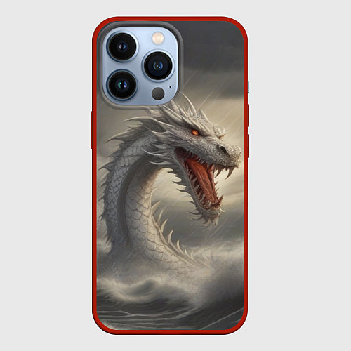 Чехол iPhone 13 Pro Дракон в воде / 3D-Красный – фото 1