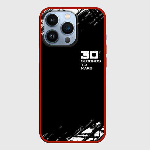 Чехол iPhone 13 Pro Thirty seconds to mars штрихи бенд / 3D-Красный – фото 1