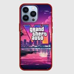 Чехол для iPhone 13 Pro GTA 6 nigh city, цвет: 3D-красный