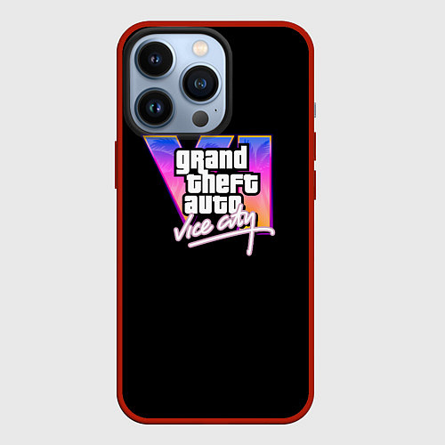 Чехол iPhone 13 Pro Gta 6 vice city logo / 3D-Красный – фото 1