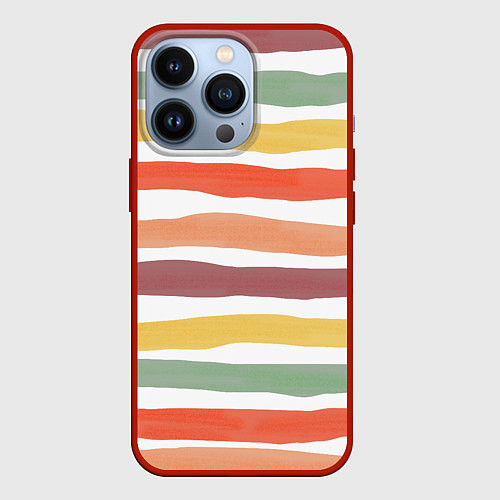 Чехол iPhone 13 Pro Разноцветные полосы от руки / 3D-Красный – фото 1