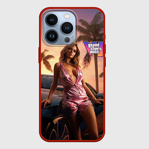 Чехол iPhone 13 Pro GTA 6 girl / 3D-Красный – фото 1