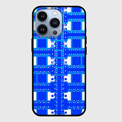 Чехол для iPhone 13 Pro Синие и белые квадраты, цвет: 3D-черный