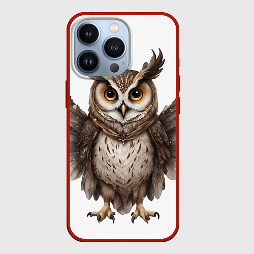 Чехол iPhone 13 Pro Совушка с крыльями / 3D-Красный – фото 1