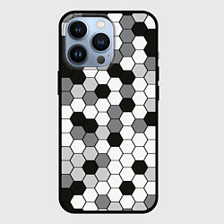 Чехол для iPhone 13 Pro Камуфляж гексагон серый, цвет: 3D-черный