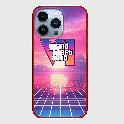 Чехол iPhone 13 Pro GTA 6 Vaporwave / 3D-Красный – фото 1