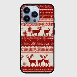 Чехол для iPhone 13 Pro Красные олени, цвет: 3D-черный