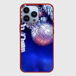 Чехол для iPhone 13 Pro Новогодняя елка с шарами, цвет: 3D-красный