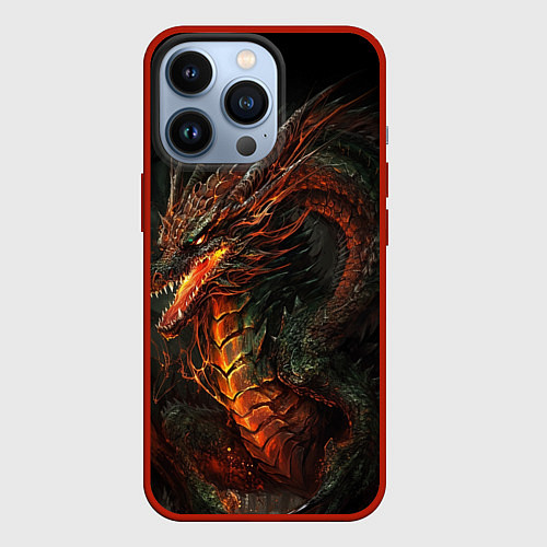 Чехол iPhone 13 Pro Красный древесный дракон / 3D-Красный – фото 1