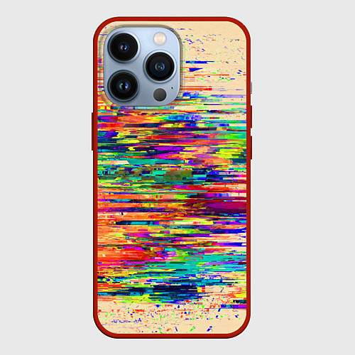 Чехол iPhone 13 Pro Разноцветный глитч / 3D-Красный – фото 1
