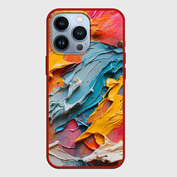 Чехол для iPhone 13 Pro Абстрактная живопись акрилом, цвет: 3D-красный