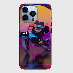 Чехол для iPhone 13 Pro Чёрный Гусь на мотоцикле Чикен Ган, цвет: 3D-красный