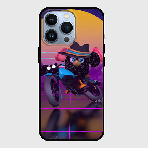 Чехол iPhone 13 Pro Чёрный Гусь на мотоцикле Чикен Ган / 3D-Черный – фото 1