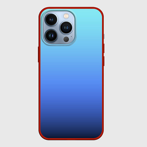 Чехол iPhone 13 Pro Голубой и черно-синий градиент / 3D-Красный – фото 1