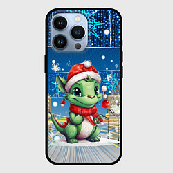 Чехол iPhone 13 Pro Дракон новогодний фон