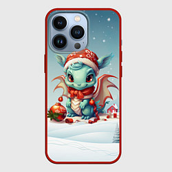 Чехол iPhone 13 Pro Милый маленький синий дракон новогодний 2024 года