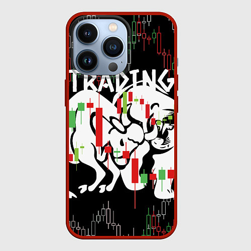 Чехол iPhone 13 Pro Трейдинг быков и медведей / 3D-Красный – фото 1