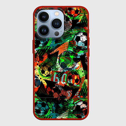 Чехол iPhone 13 Pro Футбол узор / 3D-Красный – фото 1