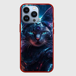 Чехол для iPhone 13 Pro Кот в стиле киберпанк от ai, цвет: 3D-красный