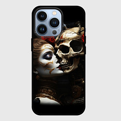 Чехол для iPhone 13 Pro Поцелуй девушки с черепом, цвет: 3D-черный