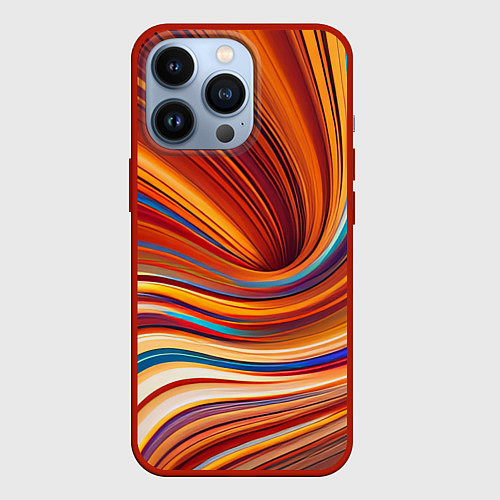 Чехол iPhone 13 Pro Цветные волны - нейросеть / 3D-Красный – фото 1