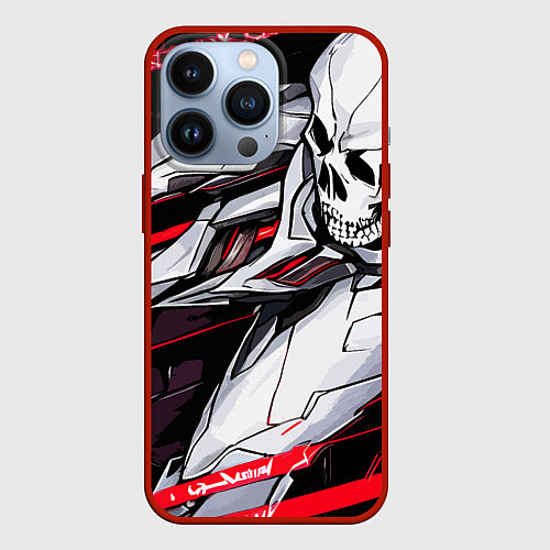 Чехол iPhone 13 Pro Череп и стальные кости / 3D-Красный – фото 1
