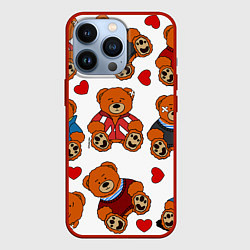 Чехол для iPhone 13 Pro Мишки с сердцами - персонажи из Слово пацана, цвет: 3D-красный