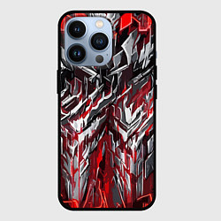 Чехол для iPhone 13 Pro Острый металл красный, цвет: 3D-черный