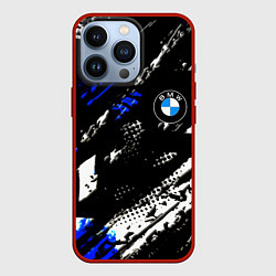 Чехол для iPhone 13 Pro BMW stripes color auto sport, цвет: 3D-красный