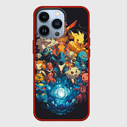 Чехол для iPhone 13 Pro Все покемоны в сборе, цвет: 3D-красный