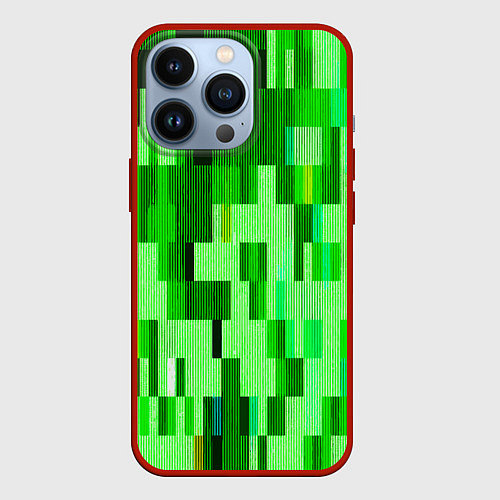 Чехол iPhone 13 Pro Зелёный глитч / 3D-Красный – фото 1