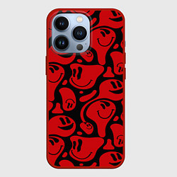 Чехол для iPhone 13 Pro Красные смайлы, цвет: 3D-красный