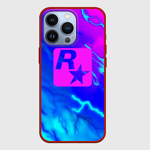 Чехол iPhone 13 Pro Rockstar storm молнии / 3D-Красный – фото 1
