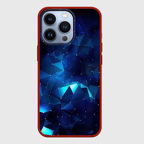 Чехол iPhone 13 Pro Синие осколки из мелких абстрактных части калейдос / 3D-Красный – фото 1