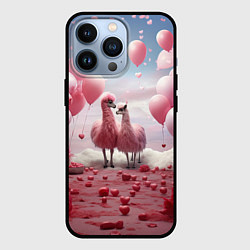 Чехол для iPhone 13 Pro Розовые влюбленные ламы, цвет: 3D-черный