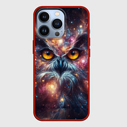 Чехол для iPhone 13 Pro Портрет абстрактной совы в космическом пространств, цвет: 3D-красный