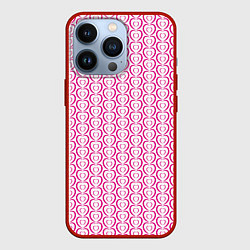 Чехол для iPhone 13 Pro Паттерн двойное сердце, цвет: 3D-красный