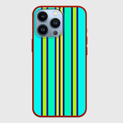 Чехол iPhone 13 Pro Вертикальные неоновые полосы / 3D-Красный – фото 1